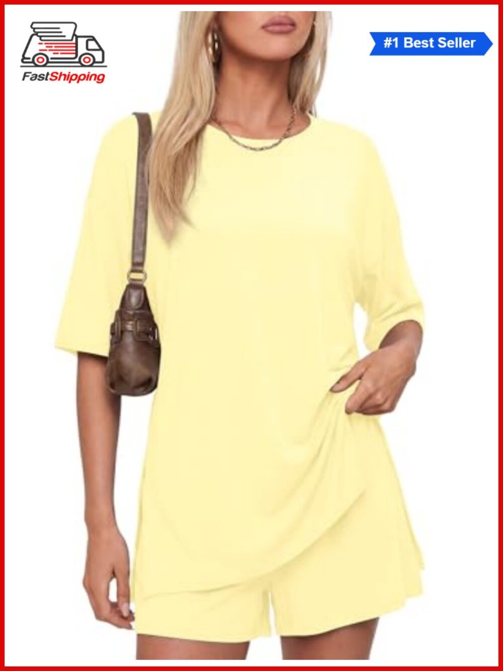 ✨Darong Women's 2 Piece Lounge Set Oversized Short Sleeve T-Shirt & Drawstring
